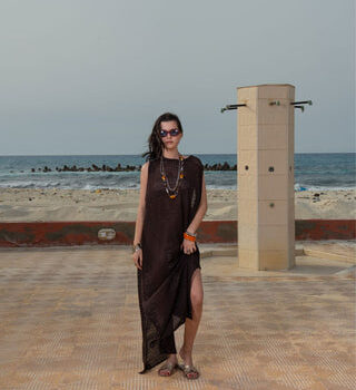 Brown Crochet Fishnet Dress