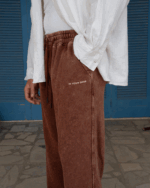 Brown Washed Wide Leg Swants - Image 3