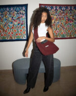 Burgundy Corduroy Bow Bag