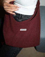 Burgundy Corduroy Bow Bag - Image 2