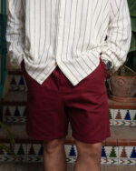 Burgundy Gabardine Shorts - Image 2