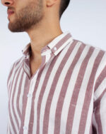 Burgundy Striped Linen Shirt - Image 2
