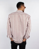 Burgundy Striped Linen Shirt - Image 4
