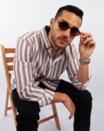 Burgundy Striped Linen Shirt