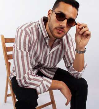 Burgundy Striped Linen Shirt