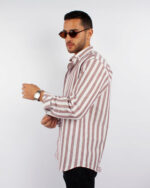 Burgundy Striped Linen Shirt - Image 3