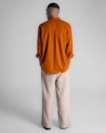 Camel Brown Boyfriend Linen Shirt - Image 4