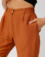 Camel Brown Linen Pants - Image 5