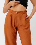 Camel Brown Linen Pants - Image 2