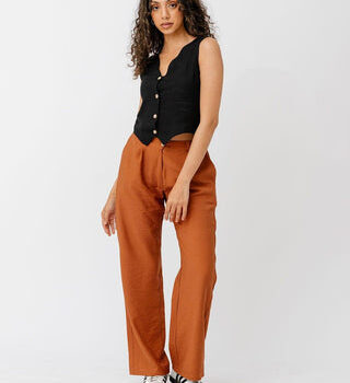 Camel Brown Linen Pants