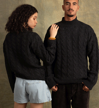 Dark Grey Cable Knit Sweater