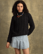 Dark Grey Cable Knit Sweater - Image 2