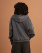 Dark Grey Washed Boxy Zip-Up Hoodie - Image 4