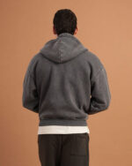 Dark Grey Washed Boxy Zip-Up Hoodie - Image 7