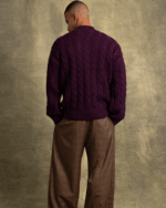 Dark Purple Cable Knit Sweater - Image 3