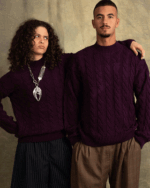Dark Purple Cable Knit Sweater - Image 2