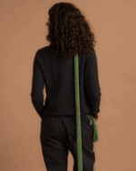 Deep Black Green Ribbed Mock Neck Top - Image 2
