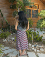 Dusty Pink Checks Maxi Flowy Wrap - Image 2