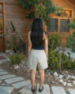 Female Beige Crinkled Shorts - Image 2