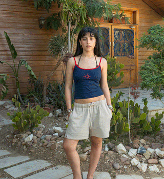 Female Beige Crinkled Shorts