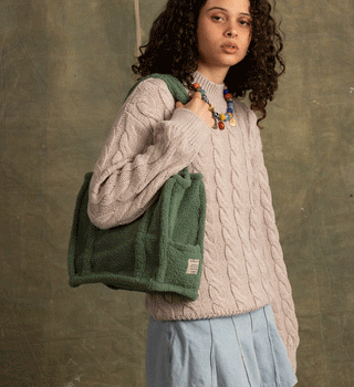 Green Boxy Tote Bag