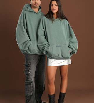 Green Washed Balloon Fit Hoodie