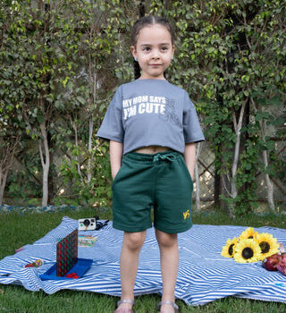 Green Wide-Leg Kids Sworts