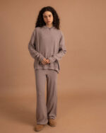 Greige Ribbed Knit Pants - Image 2