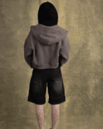 Grey Cropped Oversized Zip-Up Hoodie - Image 2