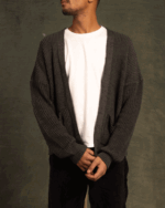 Grey English Knit Cardigan - Image 2