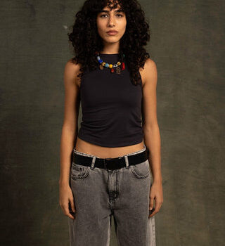 Grey Sleeveless Cropped Top