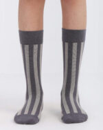 Grey Striped Retro Neck Socks