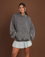 Grey Washed Balloon Fit Hoodie - Image 2