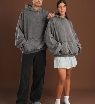 Grey Washed Balloon Fit Hoodie