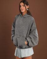 Grey Washed Balloon Fit Hoodie - Image 4