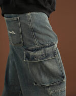 Grey Washed Multi-Pocket Cargo Jeans - Image 5