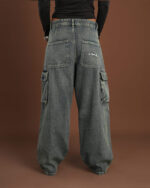 Grey Washed Multi-Pocket Cargo Jeans - Image 3
