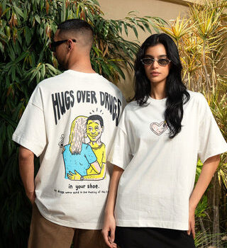 Hugs Over Drugs Printed Oversized Tee