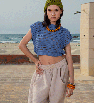 Indigo Crochet Cropped Top