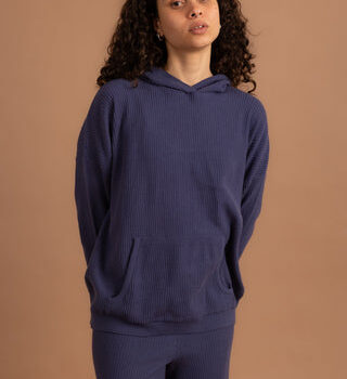 Indigo Ribbed Knit Pullover