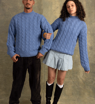 Jean Blue Cable Knit Sweater
