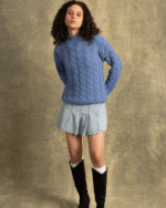 Jean Blue Cable Knit Sweater - Image 3
