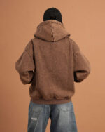 Khaki Washed Boxy Zip-Up Hoodie - Image 5