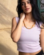 Lilac Cropped Square Neck Top - Image 2