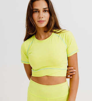 Lime Green Stitched Cropped T-shirts
