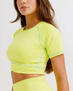 Lime Green Stitched Cropped T-shirts - Image 2