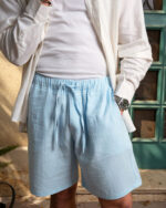 Male Baby Blue Crinkled Shorts - Image 2