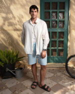 Male Baby Blue Crinkled Shorts - Image 3