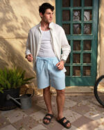 Male Baby Blue Crinkled Shorts