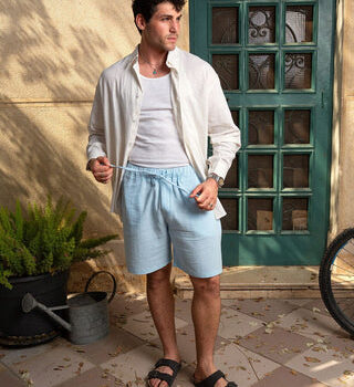 Male Baby Blue Crinkled Shorts